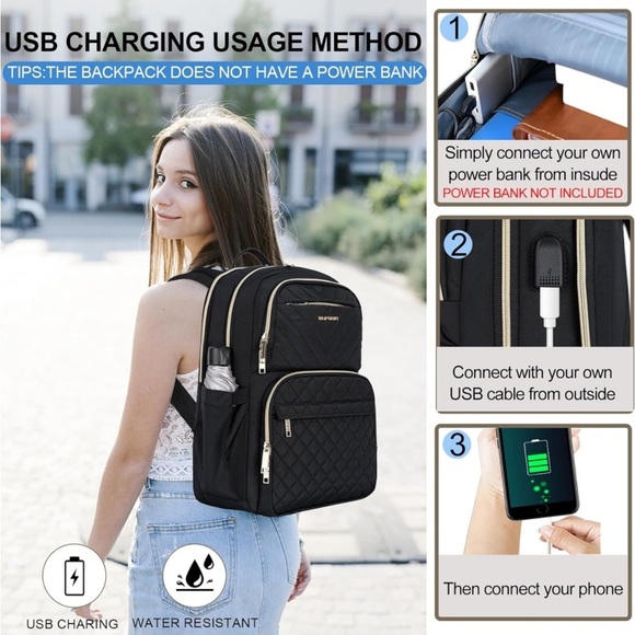 Empsign laptop backpack with USB port - dimensions in photos FLORAL pattern - Picture 1 of 7